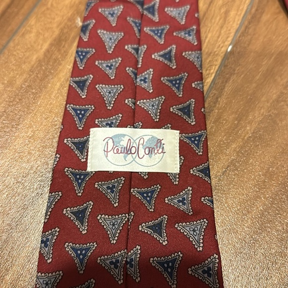 90s Paulo Conti red triangle design tie - Picture 4 of 5
